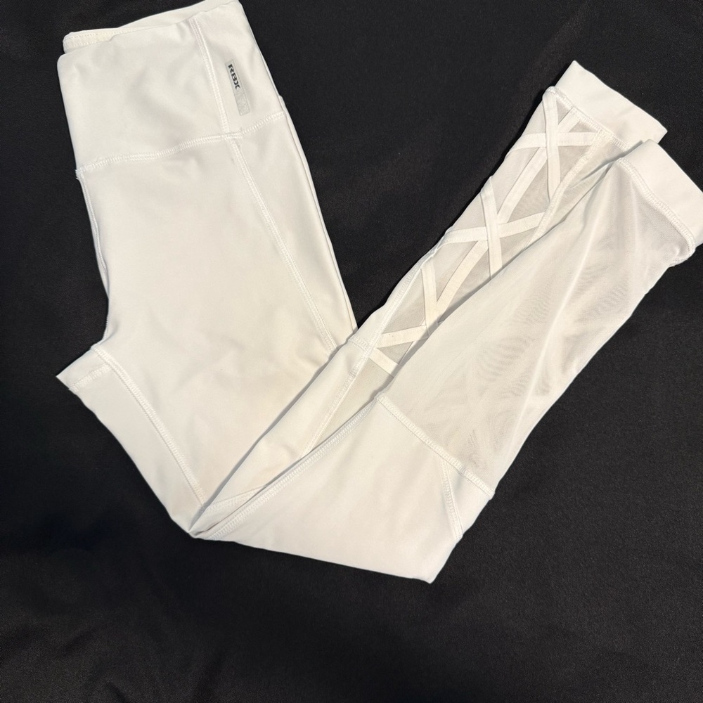 RBX White Training‎ Leggings, Criss Cross Design, Tag Removed EST Small